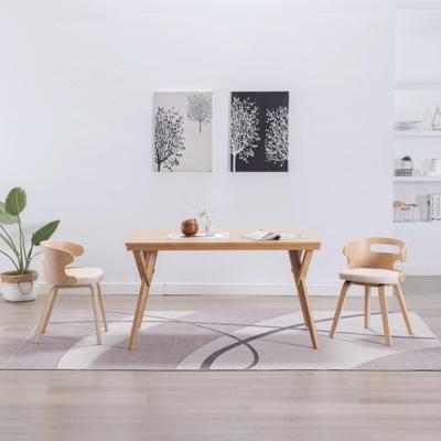 VidaXL Eetkamerstoelen 2 st gebogen hout en kunstleer crèmekleurig