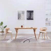 VidaXL Eetkamerstoelen 2 st gebogen hout en kunstleer crèmekleurig - thumbnail