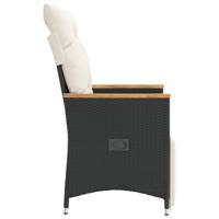 Tuinstoelen 2 st verstelbaar met kussens poly rattan zwart - thumbnail