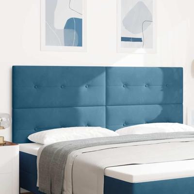 LED Hoofdbord met LED-striplichten Blauw 200 cm Polyester