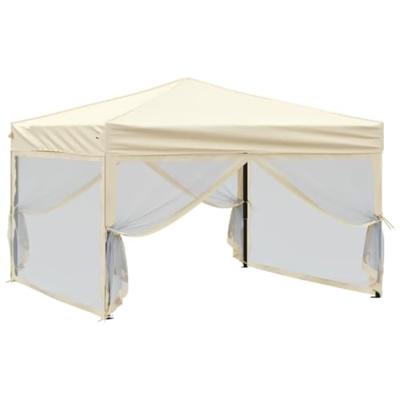VidaXL Partytent inklapbaar met zijwanden 3x3 m crèmekleurig - thumbnail
