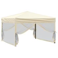 Partytent inklapbaar met zijwanden 3x3 m crèmekleurig - thumbnail