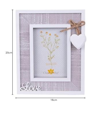 Clayre & Eef Fotolijst 9x13 cm Grijs Wit Hout Love Fotokader
