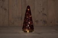 B.O.T. Tree Glass 13X28,5 cm Burgundy With Golden Base 10Led kerstverlichting Anna's Collection - Annas collection - thumbnail