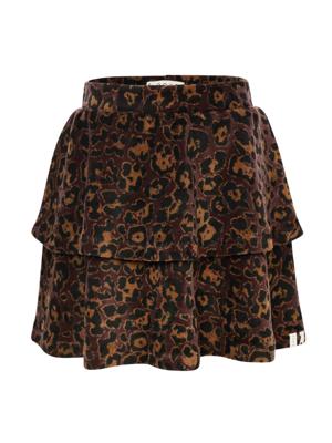 LOOXS Little winter velvet rok meisjes - bruin - luipaard - thumbnail