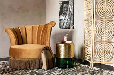 Dutchbone Bijzettafel 'Cave' IJzer en glas, 35cm, kleur Groen