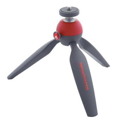 Manfrotto MTPIXI-RD Treppiedi da Tavolo di Tipo Pixi, Rosso/Grigio