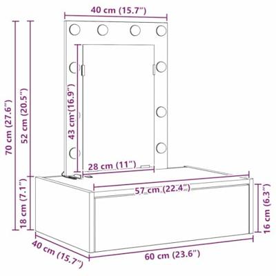 Wandkaptafel met LED-verlichting - Artisan Eiken
