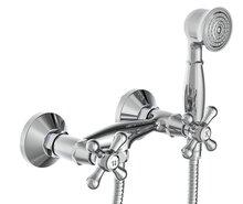 ELK tweegreepskraan douche met doucheset, chroom inclusief doucheset keramische ½" ventiel bovenstukken ½" (Ø ca. 1,9 cm) verbinding voor doucheslang metalen grepen garantie: 5 jaar