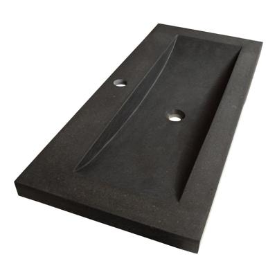 Brauer Magma Wastafel - 100 cm - met 1 Spoelbak en 1 Kraangat - Natuursteen Basalt Antraciet