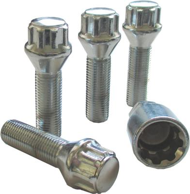 AUTOSTYLING SEEHASE Seehase set velgsloten / wielsloten rim locks set chrome cone 60, m14x1.25x27 mm