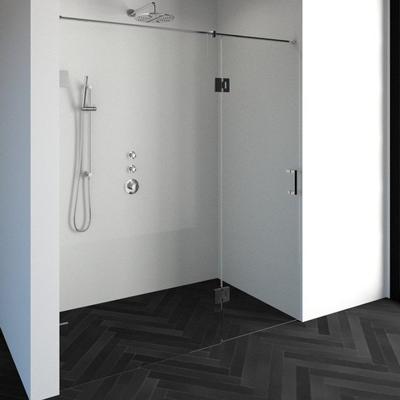 Brauer Void - Nisdeur - 2-Delig - Helder Glas - 180 x 200 cm - Omkeerbaar - met Draaideur 70 cm - Aan Glas - incl. Glascoating - Chroom