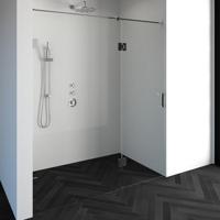 Brauer Void - Nisdeur - 2-Delig - Helder Glas - 180 x 200 cm - Omkeerbaar - met Draaideur 70 cm - Aan Glas - incl. Glascoating - Chroom - thumbnail