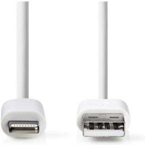 Nedis USB-Kabel | USB 2.0 | Apple Lightning 8-Pins | USB-A Male | 480 Mbps | 12 W | Vernikkeld | Rond | PVC | Polybag 1.00 m Wit