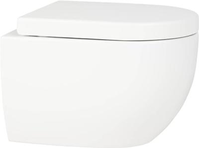 Saqu Home compact en randloos hangtoilet met PowerFlush en quickrelease toiletbril mat wit - thumbnail