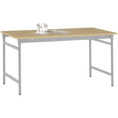 Manuflex BB3015.9006 Bijzettafel basis stationair met multiplex tafelblad in aluminium zilver vergelijkbaar met RAL 9006, bxdxh: 1000 x 600 x 780 mm