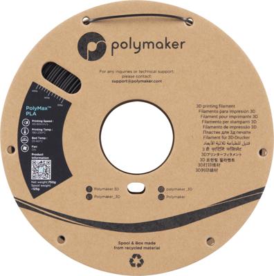 Polymaker PA06024 Filament PLA kunststof, Tough PLA Slagvast 1.75 mm 3000 g Zwart PolyMax™ 1 stuk(s)