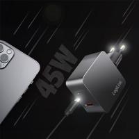 LogiLink Dubbele USB-oplader, 1 x USB-A, 1 x USB-C, GaN (galliumnitrid) voor hoge efficiëntie tot 45 W, PPS-opladen (programmeerbare voeding), PowerDelivery & QuickCharge - thumbnail