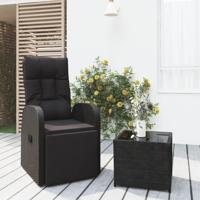 2-delige Loungeset poly rattan en staal zwart - thumbnail
