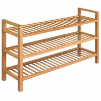 VidaXL Schoenenrek met 3 schappen 100x27x60 cm massief eikenhout - thumbnail