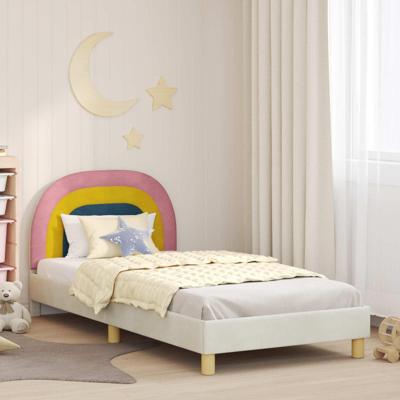 Bedframe voor kinderen met hoofdbord Crème 90 x 200 cm Fluweel