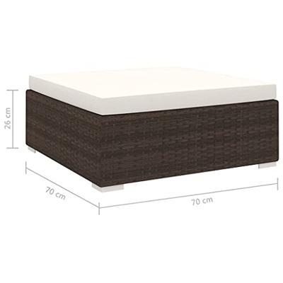 Voetensteun met kussen sectioneel Poly Rattan bruin - thumbnail