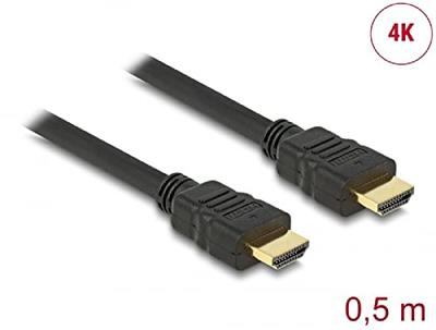 Delock 84751 Kabel High Speed HDMI met Ethernet - HDMI A male > HDMI A male 4K 0,5 m - thumbnail