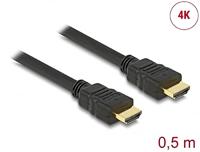 Delock 84751 HDMI-kabel HDMI Aansluitkabel HDMI-A-stekker 0.5 m Zwart Vergulde steekcontacten, 4K UHD, Afgeschermd (dubbel), Verdraaid - thumbnail