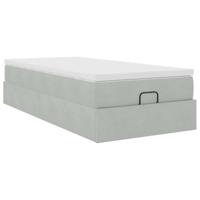 Ottoman bed met matras 90x190cm fluweel lichtgrijs - thumbnail