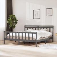 Bedframe massief hout grijs 200x200 cm - thumbnail