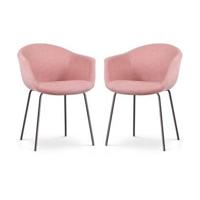 Nolon Nora-Otis Eetkamerstoelen Set van 2 - Zacht Roze - Zwarte Poten - thumbnail