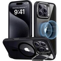 ESR Classic Hybrid HaloLock Case + Stash Stand Backcover Apple iPhone 16 Pro Transparant, Zwart MagSafe compatible - thumbnail