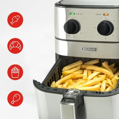 Bourgini Classic Health Fryer 4L 1500W RVS/Zwart