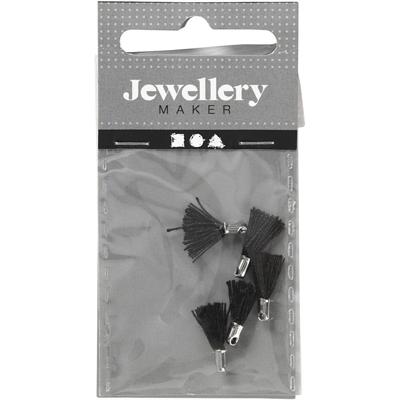 Creativ Company Tassel, l: 10 mm, gatgrootte 1 mm, zwart, 5 stuk/ 1 doos