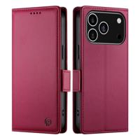 Lunso iPhone 17 Pro hoesje - PU leren Bookcase met ruimte voor pasjes - Rood - thumbnail