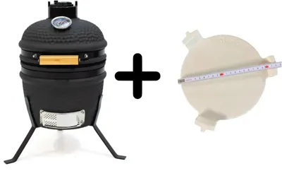 Compleet - Own Grill 13 inch kamado barbecue V2 zwart met heatdeflector