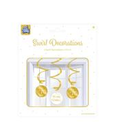 Hangdecoratie Swirls 70 Jaar Goud/Wit (3st) - thumbnail