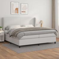 Boxspring met matras kunstleer wit 200x200 cm - thumbnail