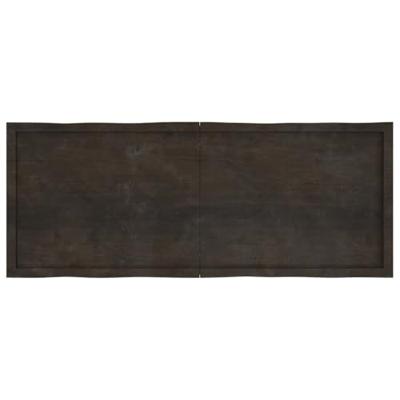 Tafelblad natuurlijke rand 160x60x(2-4)cm eikenhout donkerbruin