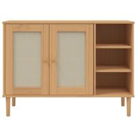 Dressoir SENJA 112x40x80 cm rattan massief grenenhout bruin - thumbnail