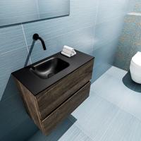 MONDIAZ ADA 60cm toiletmeubel dark brown. LEX wastafel urban links zonder kraangat - thumbnail