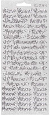 Creativ Company Stickers, onnea/aidille, vel 10x23 cm, zilver, 1 vel