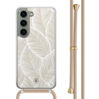 Samsung Galaxy S23 hoesje met beige koord - Palm leaves beige - thumbnail