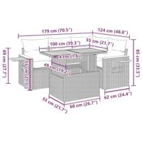 5-delige Loungeset met kussens poly rattan en acaciahout beige - thumbnail