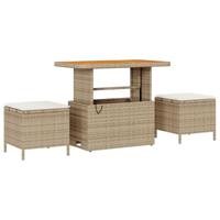 9-delige Tuinbankenset met kussens poly rattan acacia beige - thumbnail