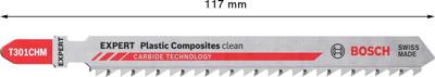 Bosch Accessories 2608900566 Expert Plastic Composites Clean T 301 CHM decoupeerzaagblad, 3 stuks 3 stuk(s)