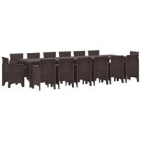 15-delige Tuinset met kussens poly rattan bruin - thumbnail