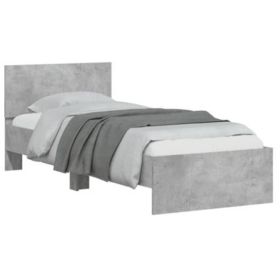 Bedframe met hoofdeinde en LED betongrijs 150x200 cm - thumbnail