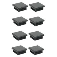 Inslagdop/meubeldop zwart vierkant 2 bij 2 cm en hoogte 0,4 cm van kunststof - 8 stuks - thumbnail