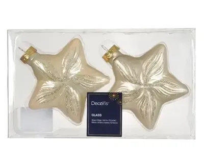 Ster glas L9,8b4h10 cm parel 2 st Decoris - Decoris